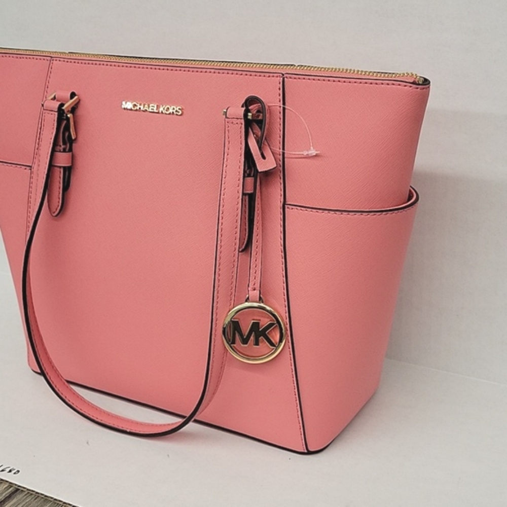 NWT Michael Kors Charlotte Large Shoulder Leather Tote In Tea Rose - Picture 8 of 14